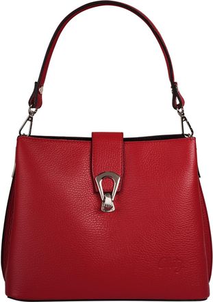 Cluty Umh&auml;ngetasche CLUTY, Damen, Gr. B/H/T: 25cm x 21cm x 13cm onesize, rot, Leder, leicht gl&auml;nzend, unifarben, Taschen Umh&auml;ngetasche, echt Leder, Made in 