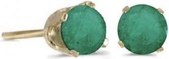 Allurez 0.96ct Emerald Stud Earrings May Birthstone 14k Yellow Gold