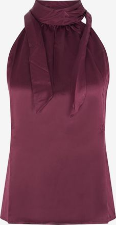 Reformation Oberteil mit Stehkragen aus Seide gerafft Royce