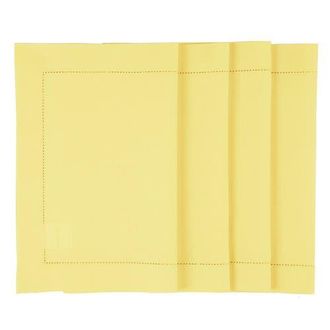 Solino Home Cotton Linen Hemstitch Placemats, 14 x 19 in Yellow at Nordstrom, Size Medium