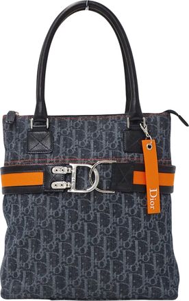 Dior Navy Orange Denim Handbag Tote Bag (Pre-Owned)