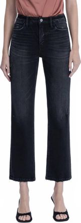 Flying Monkey Brooke Mid Rise Straight Denim Jeans In Black