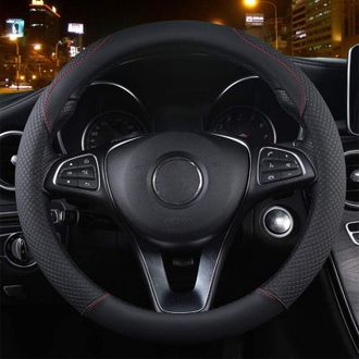 OEM Housse De Volant - Microfibre - 37 A 39 Cm - Antid&eacute;rapante Respirante - Pour Voiture - Noir Rouge - 1 Piece