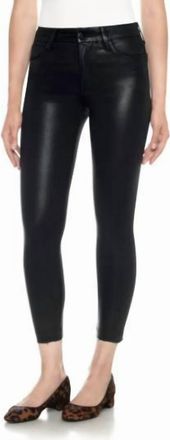 Joe's Charlie High Rise Coated Raw Hem Skinny Jeans In Black