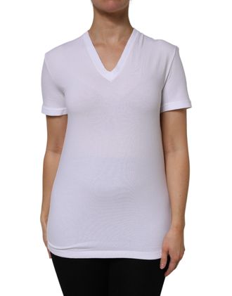 Dolce & Gabbana Womens Vneck Short Sleeve Tshirt - White