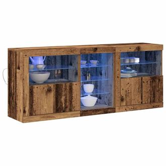 Berkfield Home Sideboard with LED Lights Old Wood 162x37x67 cm Engineered Wood in Brown | Size: 162 x 37 x 67 cm