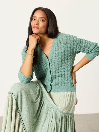 Fat Face FatFace Knitted Cardigan in Green