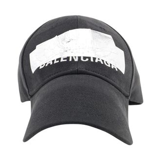 Balenciaga Silver Tape Back Cap - Heren - Petten - Zwart - M - Katoen - Accessoires