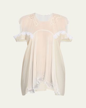 The Row Desy Lace Cold-Shoulder Top