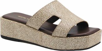 All Black Womens Blunt T Wedge Sandal In Warm Silver