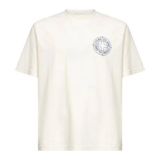 Stone Island T-Shirts, male, White, S, Logo T-Shirt