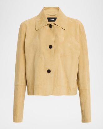 Arma Emy Button-Down Goatskin Suede Jacket