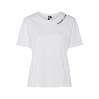 Pieces T-shirt met korte mouwen, geborduurde kraag