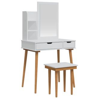vidaXL Conjunto De Mesa De Tocador Fauske 4 Uds. Blanco Vidaxl