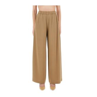 Max Mara Wide Trousers, female, Beige, Size: XS Tailored Pleated Wide-Leg Trousers