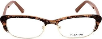 Valentino Glasses, female, Brown, Size: ONE SIZE Fashion Eyeglasses with Lace Inlay