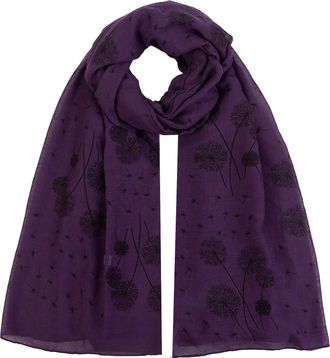 World of Shawls Dandelion Celebrity Designer Scarf Womens Scarf Shawl Wrap Ladies Long Scarf (Dark Purple)
