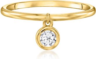 RS Pure by Ross-Simons Lab-Grown Diamond Charm Ring in 18kt Gold Over Sterling Silver