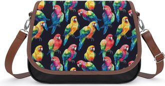 Generic Watercolor Parrots Colorful Womens Crossbody Bag Fashion Shoulder Handbags Message Tote Bag with Adjustable Strap