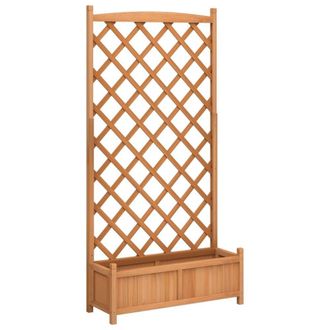 Berkfield Home Planter with Trellis Brown Solid Wood Fir