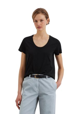 Marc O'Polo T-Shirt MARC OPOLO, Damen, Gr. M, schwarz, Single Jersey, Obermaterial: 100% Baumwolle, unifarben, regular fit, tiefer Rundhals, Shirts T-Shirt