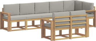vidaXL Conjunto De Sof&aacute;s De Exterior 8 Uds. Blanco Y Gris Claro Vidaxl