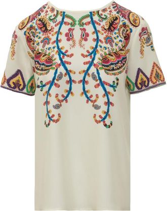 Etro Cream Paisley Round Neck T-Shirt