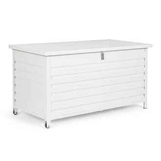 Konte Design Ba&uacute;l de jard&iacute;n de aluminio blanco, con ruedas