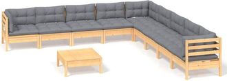 vidaXL Juego De Muebles De Jard&iacute;n 10 Pzas Y Cojines Madera Maciza Pino Vidaxl