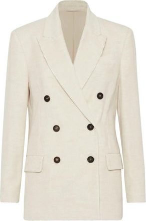 Brunello Cucinelli Corduroy Blazer - Dames - Blazers - Beige - M - Katoen - Jassen