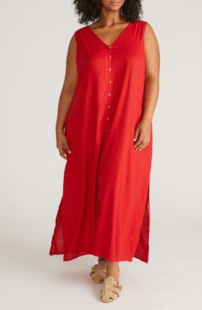 Universal Standard Islet Linen Blend Maxi Dress in Ruby Red at Nordstrom, Size 2Xl