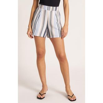 Matty M Lina Pleated Shorts in Navy-White at Nordstrom, Size X-Small
