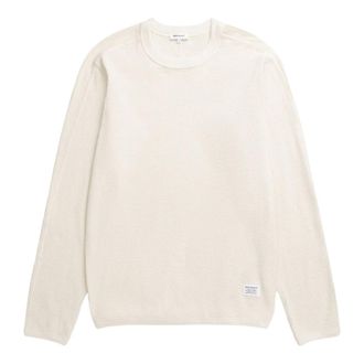 Norse Projects Round-neck Knitwear, male, Beige, Size: XL Stevns Cotton Hemp Military Rib LS T-shirt