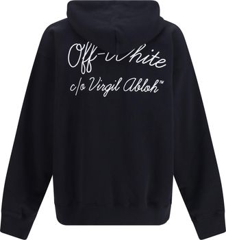 Off-white Mens Script Logo Skate Hoodie Black Cotton Sweatshirts Sweater