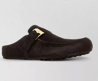 Tod's suede slippers buckle detail rubber sole