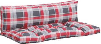 vidaXL Cojines Para Sof&aacute; De Palets 2 Unidades Tela Cuadros Rojo Vidaxl