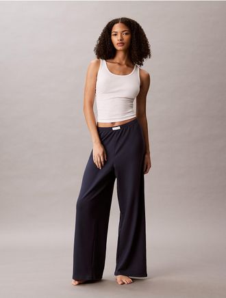 Calvin Klein Womens Classic Comfort Cozy Waffle Pants - Blue - XL