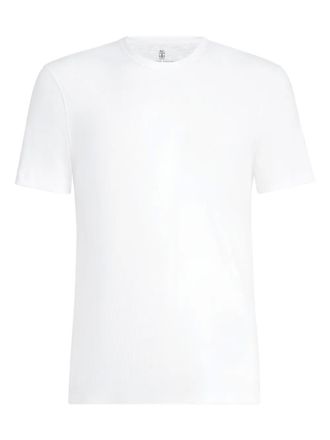 Brunello Cucinelli ribbed crew-neck T-shirt - men - Cotton/Modal/Elastane - M - White