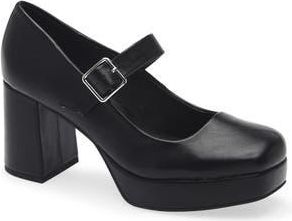 Kenneth Cole Reaction Klair Block Heel Mary Jane in Black Smooth at Nordstrom Rack, Size 8.5