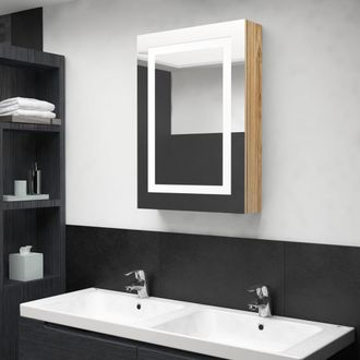 vidaXL Armario De Ba&ntilde;o Con Espejo Y Led Color Roble 50x13x70 Cm Vidaxl