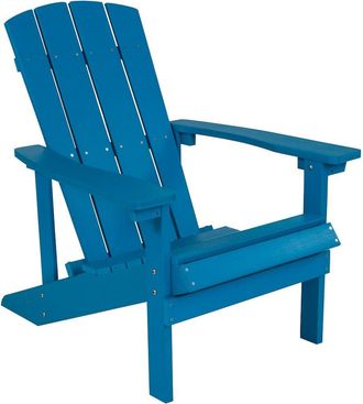 Flash Furniture Commercial All-Weather Poly Resin Wood Adirondack Chair in Blue