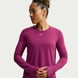 Nike Womens One Classic Dri-FIT Long-Sleeve Top in Red | FN2801-630