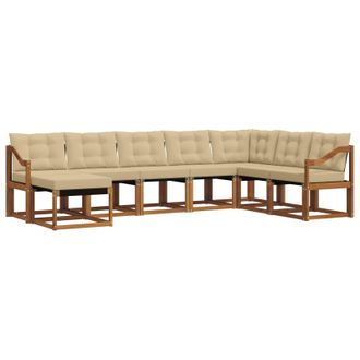 vidaXL Conjunto De Sof&aacute;s De Exterior Con Coj&iacute;n 8 Pcs Natural Y Beige Vidaxl