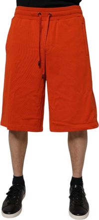 Dolce & Gabbana Red Cotton Blend Mid Waist Men Bermuda Shorts Polyester
