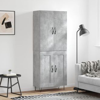 vidaXL Aparador Alto Madera Contrachapada Gris Hormig&oacute;n 69,5x34x180 Cm Vidaxl
