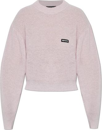 Rotate Trui met logo - Dames - Ronde hals truien - Roze - L - Wol - Truien & Vesten