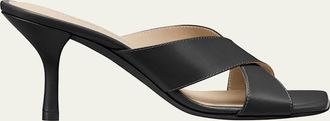 Stuart Weitzman Dayna Leather Crisscross Slide Sandals
