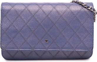 Chanel Pre-owned Womens Quilted Leather Chain Wallet - Medium Blue - One Size