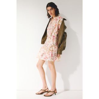 H&M Short tunic dress in Cream/floral at Nordstrom, Size Xx-Large