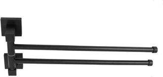 Trade Shop Trade Shop - Portasciugamani Doppio In Acciaio A Due Bracci Da Parete Per Bagno Cucina Nero